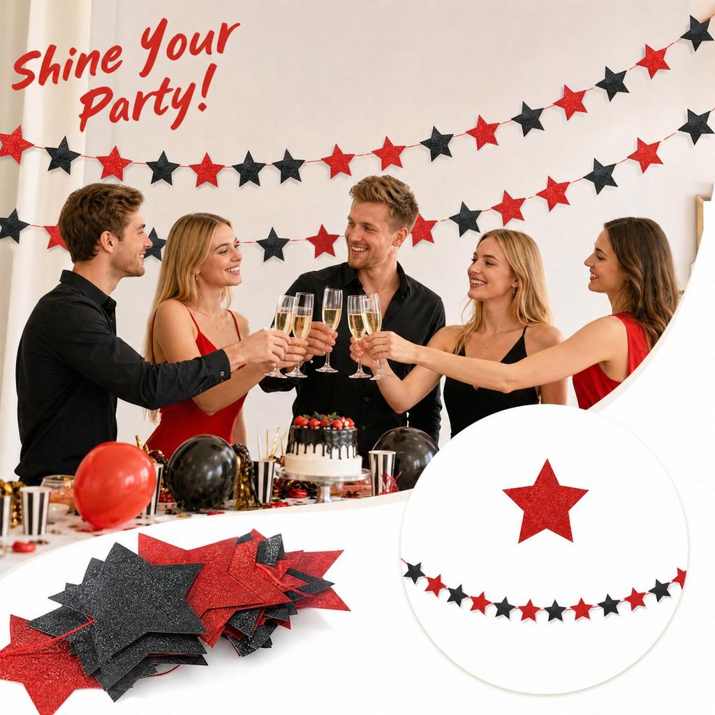 Five- Star Party Garland for Birthday Wedding Celebration Supplies