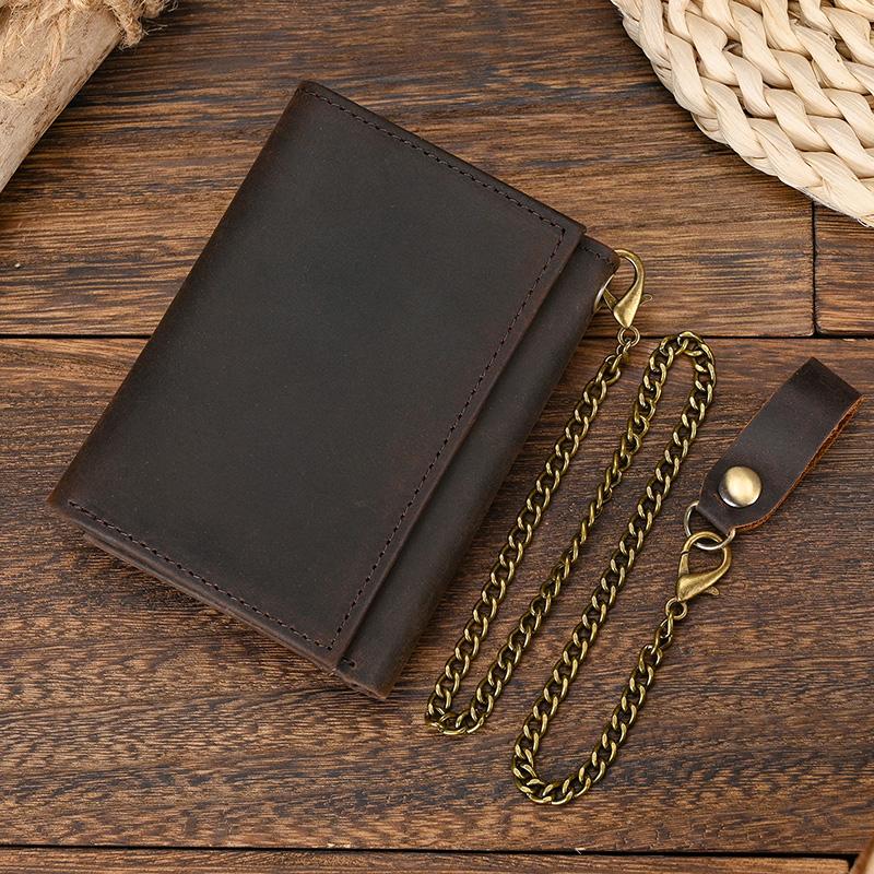 Cowhide Short Wallet Luxury Brand Men 2026 Clip Purse Wallet Chain Male Card Holder Genuinie Leather Coin Purse Dropshipping