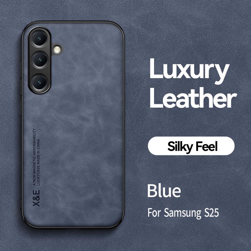 

Роскошный кожаный магнитный чехол для Samsung Galaxy S25 Ultra 5G Мягкий силиконовый противоударный чехол для Galaxy S 25 Plus S25Ultra Funda For Galaxy S25 синий