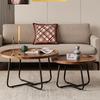 Nordic Modern Minimalist Round Solid Wood & Iron Coffee Table for Living Room or Small Apartment