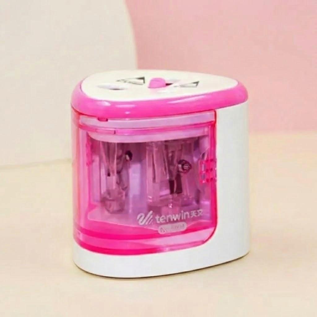 

Dual Hole Electric Pencil Sharpener Automatic Shaver for Students Efficient Writing Stationery розовый