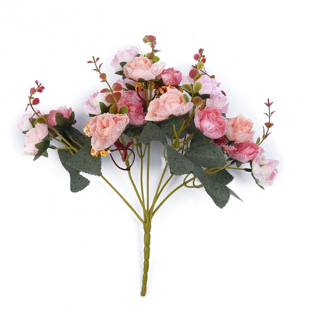 21 Head 1 Bouquet Artificial Rose Flower Leaf Concise Home Wedding Decoration
