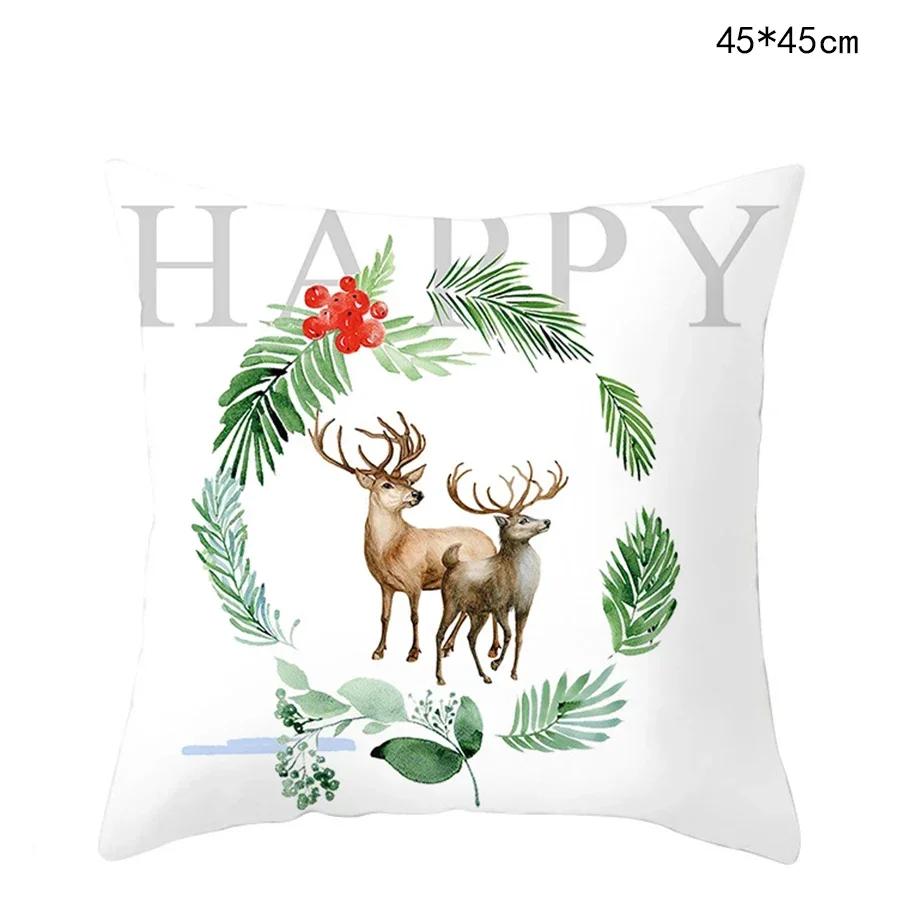 Federa per Cuscino di Natale Cartone Animato Babbo Natale Pan di Zenzero Auto Copricuscino Ghirlanda di Natale Casa