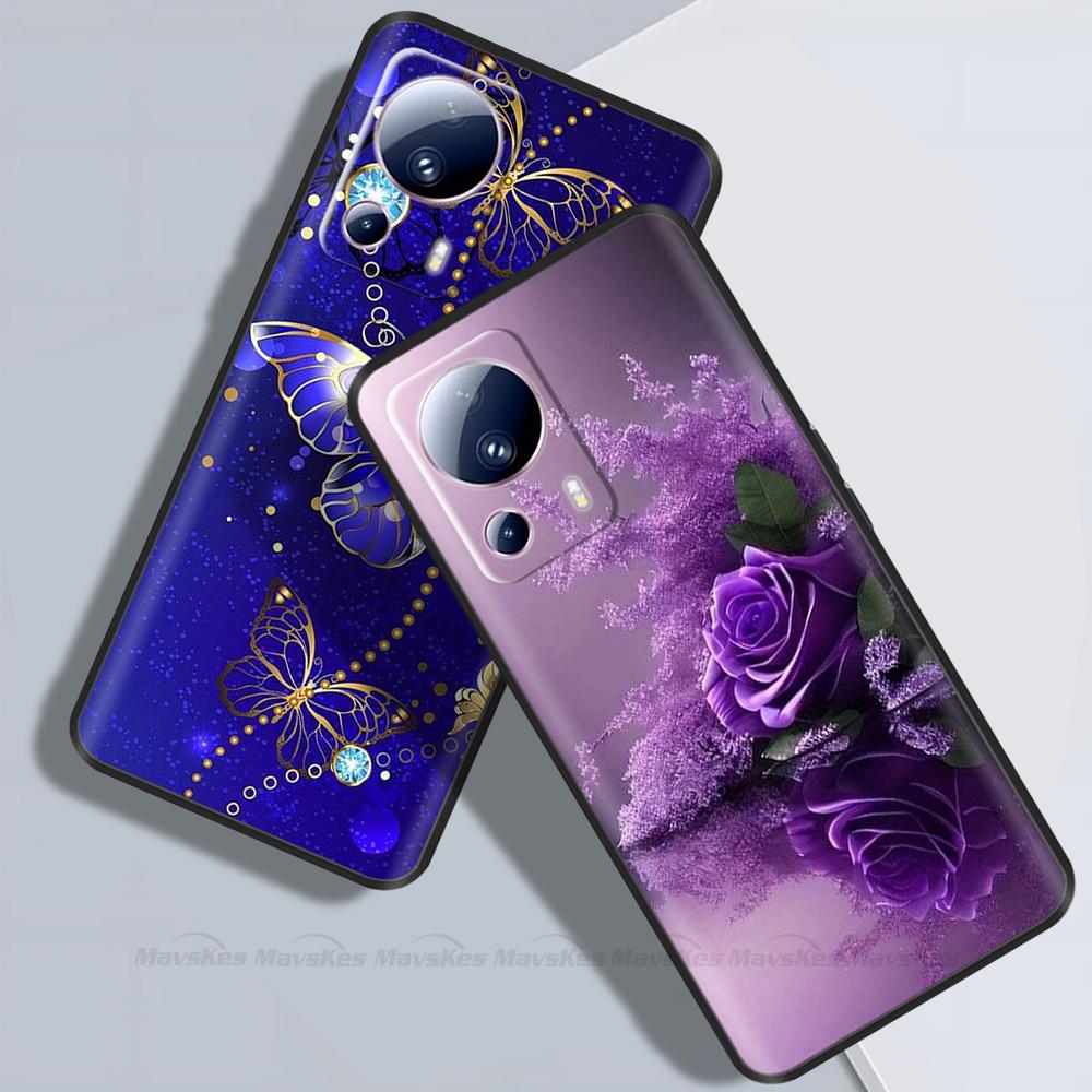 For Xiaomi 13 Lite Case For Xiaomi Mi 13 Lite 5G Flower Soft Liquid Silicone Cover For Xiaomi13lite Protection Back Cover Fundas