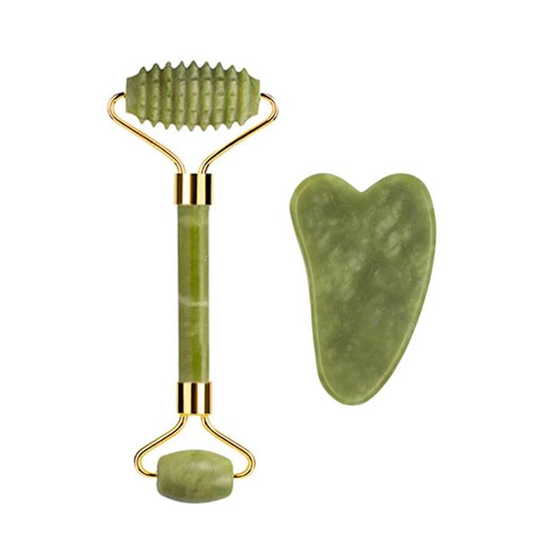 Xiuyu Roller Gua Sha Gouache Scraper Roller Massager Facial Anti Aging Natural Jade Stone Face Lifting Facial Skin Care Tools
