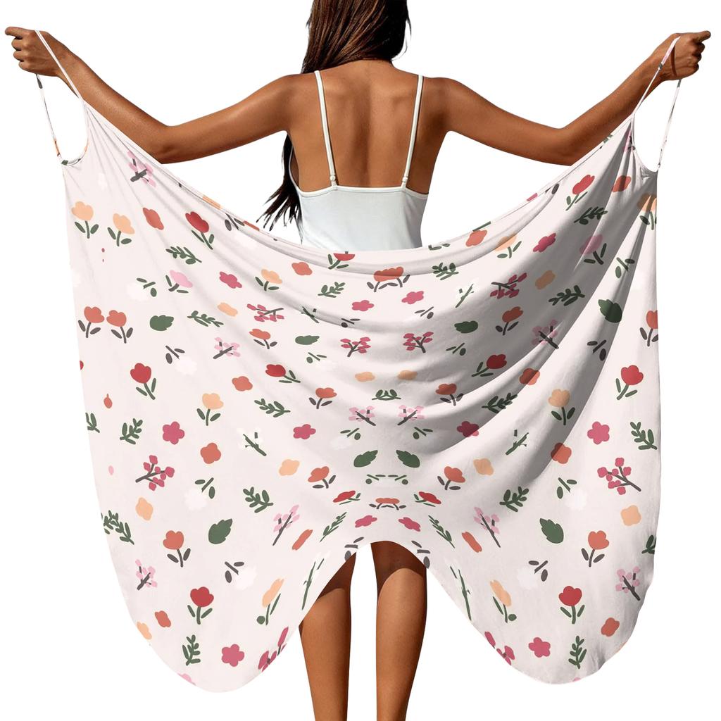 Leichter bedruckter Strand-Cover-Up für Damen Weicher Stoff Sarong Wickeltuch Vielseitiges Badeanzug-Schal für Pool und Urlaub