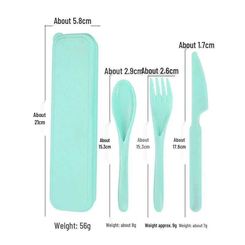 Portable Wheat Straw Cutlery Set: Reusable Fork, Knife, and Spoon for Students and Travel