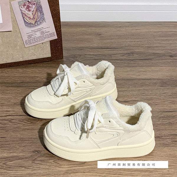 thick-soled little white shoes women's four-season velvet thermal shoes women's ins niche original women's shoes student board shoes
