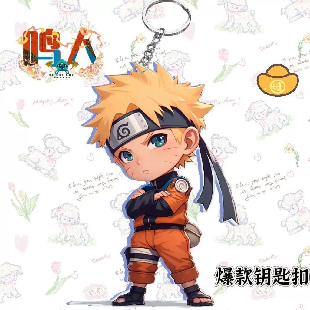 Anime Naruto Acrylic Keychain Accessaries Uzumaki Naruto Cartoon Keyring