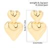 Punk Elegant Double Love Heart Drop Earrings for Women Gold Color Glossy Smooth Metal Hanging Piercing Earrings Friends Jewelry