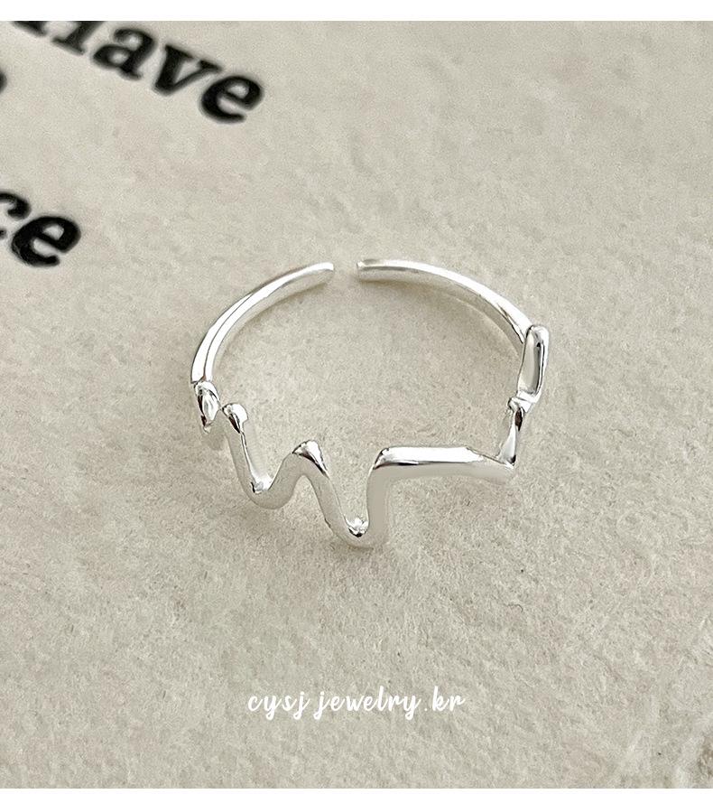 Cuiyan Shijie S925 Silver Korean Irregular Wave Geometric Women's Ring