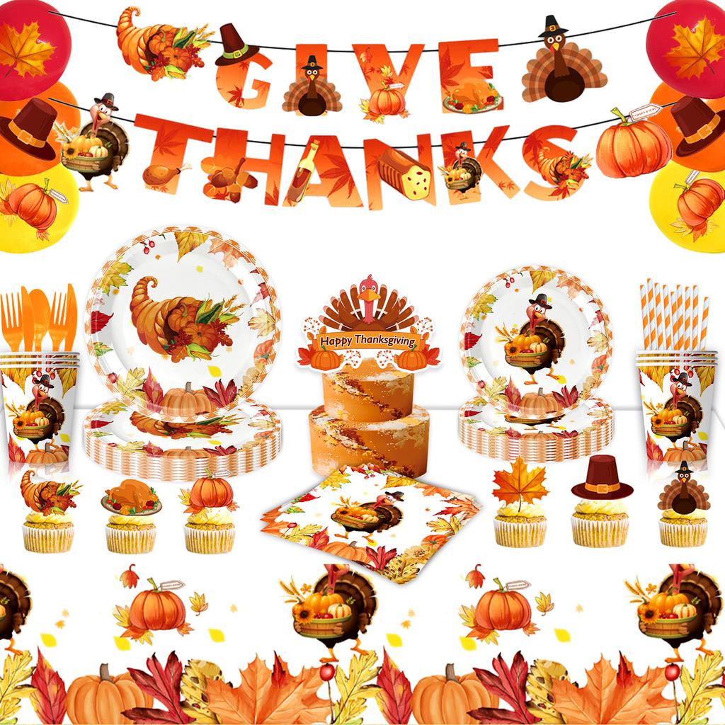 Thanksgiving Themed Party Supplies Birthday Decorations Party Arrangements Props Paper Plates Paper Cups Tablecloths Paper Towels