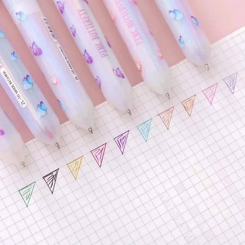 Kawaii Christmas Biros Pressed Multi-Color Pens Marker Creative Stationery for Writing School Supplies Kids Gift Random Styles