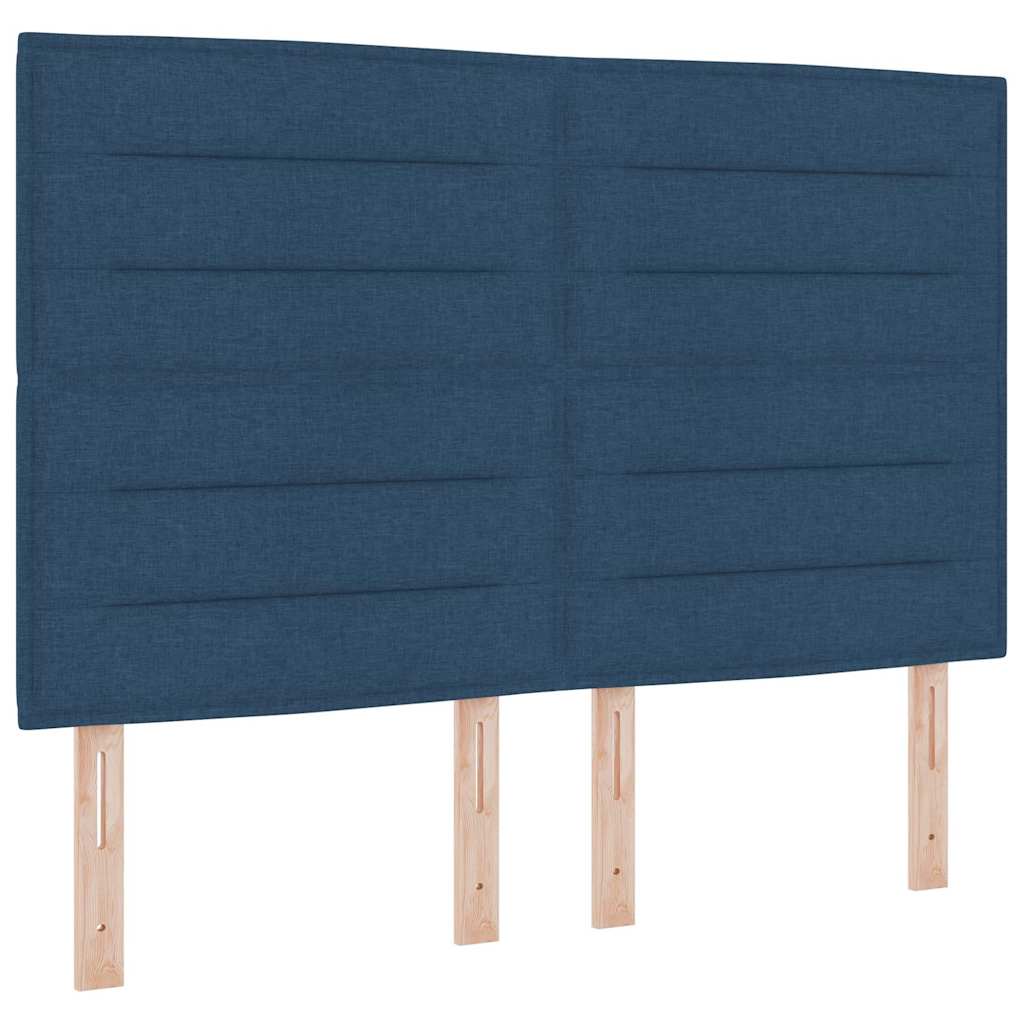 Box Spring Bed with Headboard Blue 140 x 190 cm Fabric
