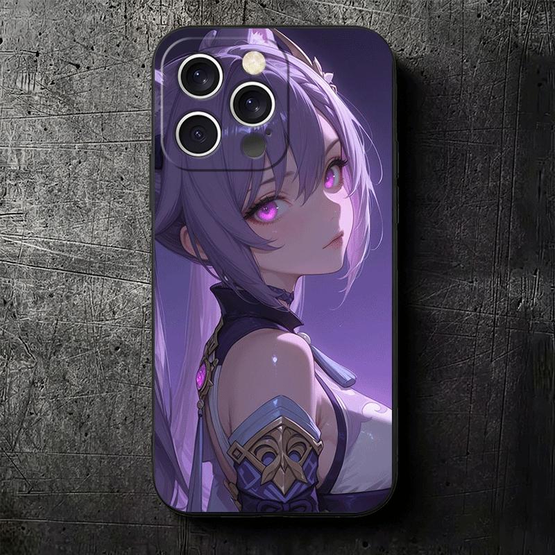 Genshin Impact Keqing Soft Phone Case for iPhone 16 16E 17 Air 15 Pro Max 14 Plus 13 Mini 11 12 7 Black Cover Back Shell