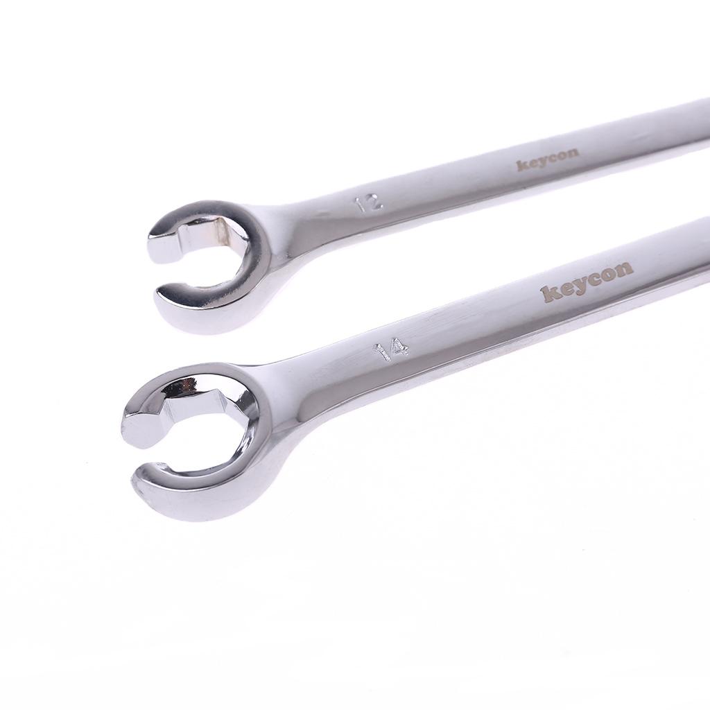 2Pcs High Torque Hand Wrench Tools 10x12mm 12x14mm Flare Nut Wrench Kit for Car