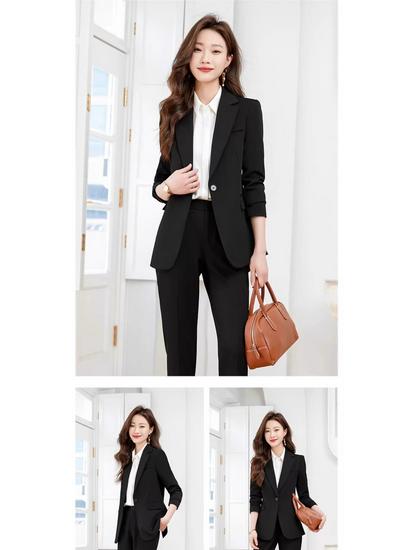 Women's 2025 New Style Dark Blue Padded Professional Suit Set