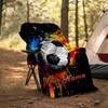 1PC Custom Name Soccer Splash Art" Outdooor Flannel Blankets Patterns Throw Blanket All-Season Soft Gift for Couch, Bed, Camping Gifts