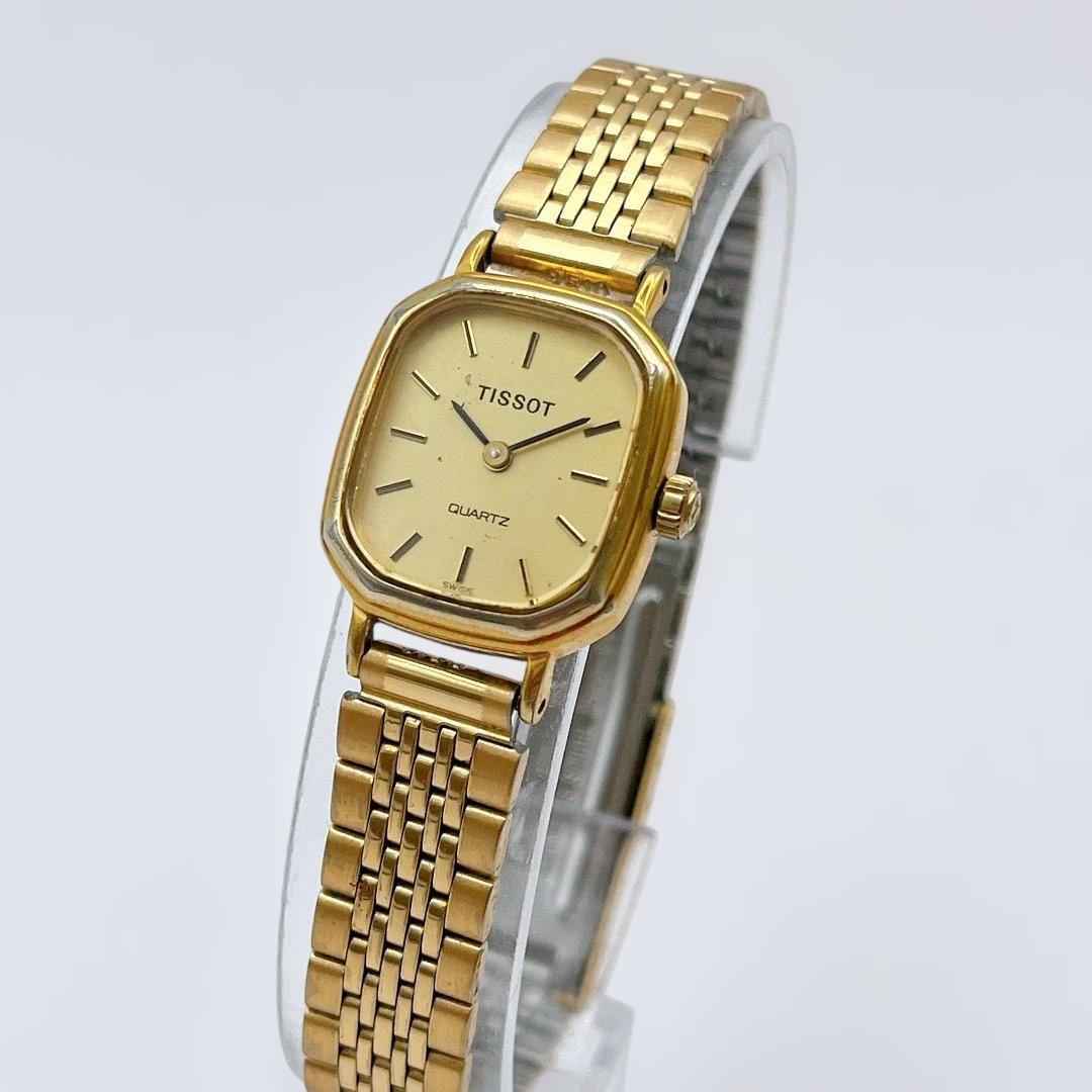 Used [New battery] Vintage Tissot watch ladies quartz gold square