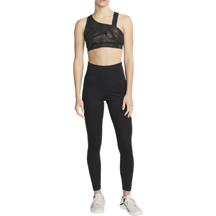 Nike Polka Dot Logo Print Asymmetrical Sports Bra Women Underwear Black DQ5243-010