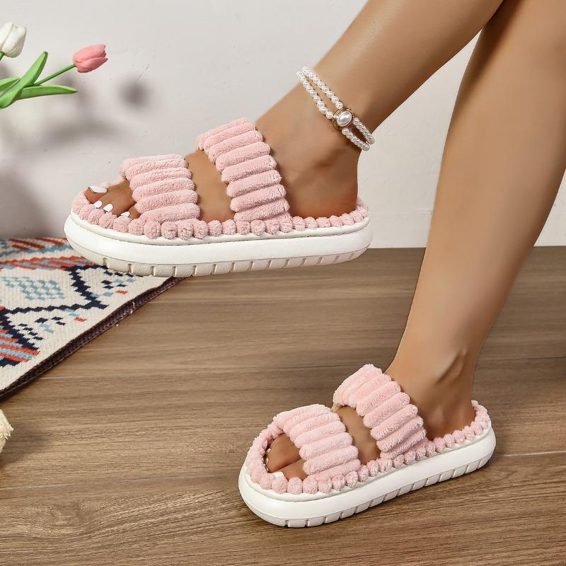 Mode 2024 Herbst und Winter Neue Damen Hausschuhe Offene Zehen Indoor-Hausschuhe Leinensohle Rutschfeste Badezimmer-Hausschuhe