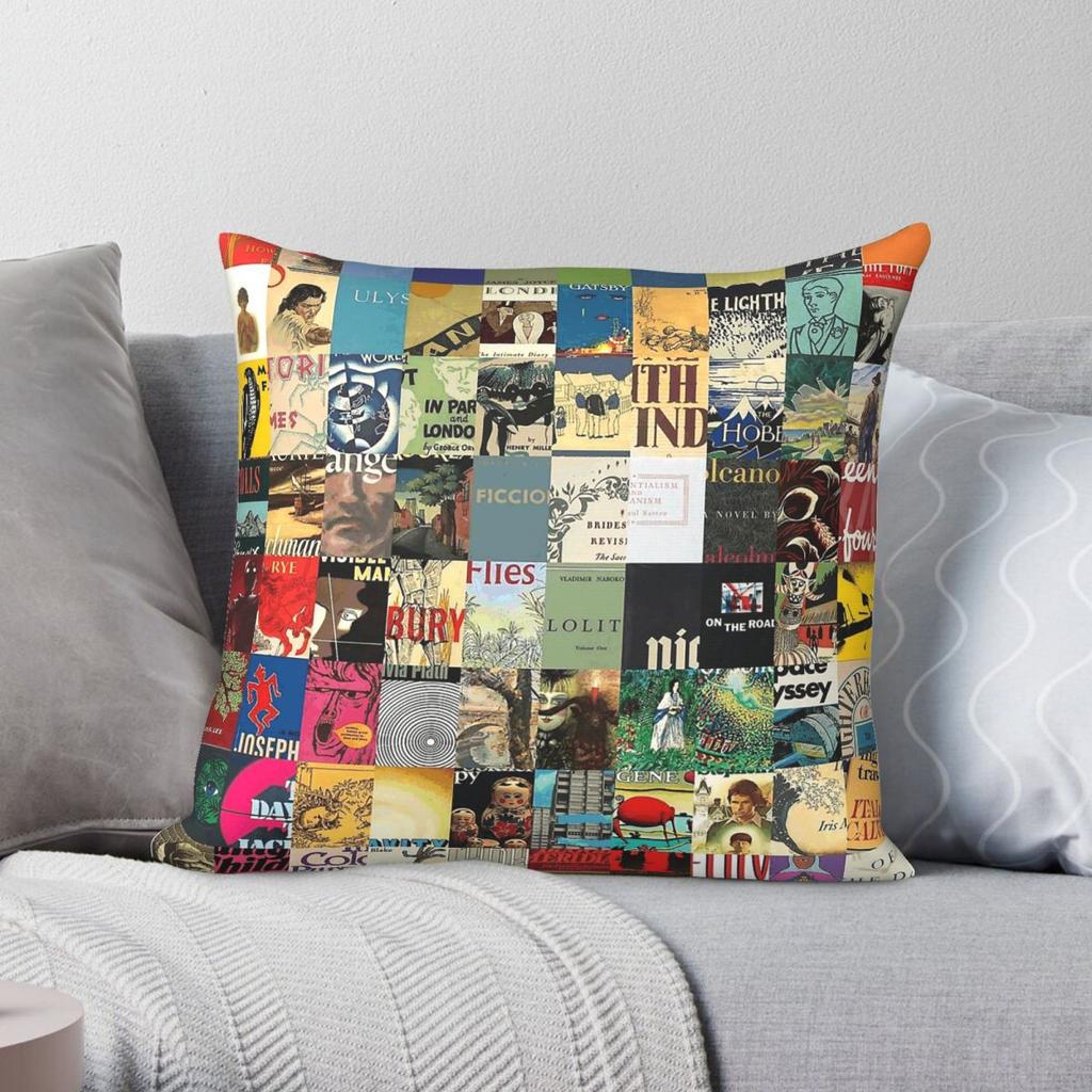 th Century Book Lover Square Pillowcase Polyester Linen Velvet Pattern Zip Decorative Throw Pillow Case Bed Cushion Cover