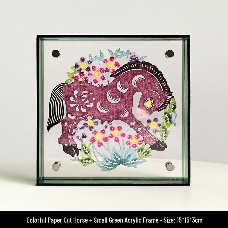Chinese Intangible Heritage Shadow Puppet Lion Qilin Wall Decor - Handmade Festive Housewarming Gift