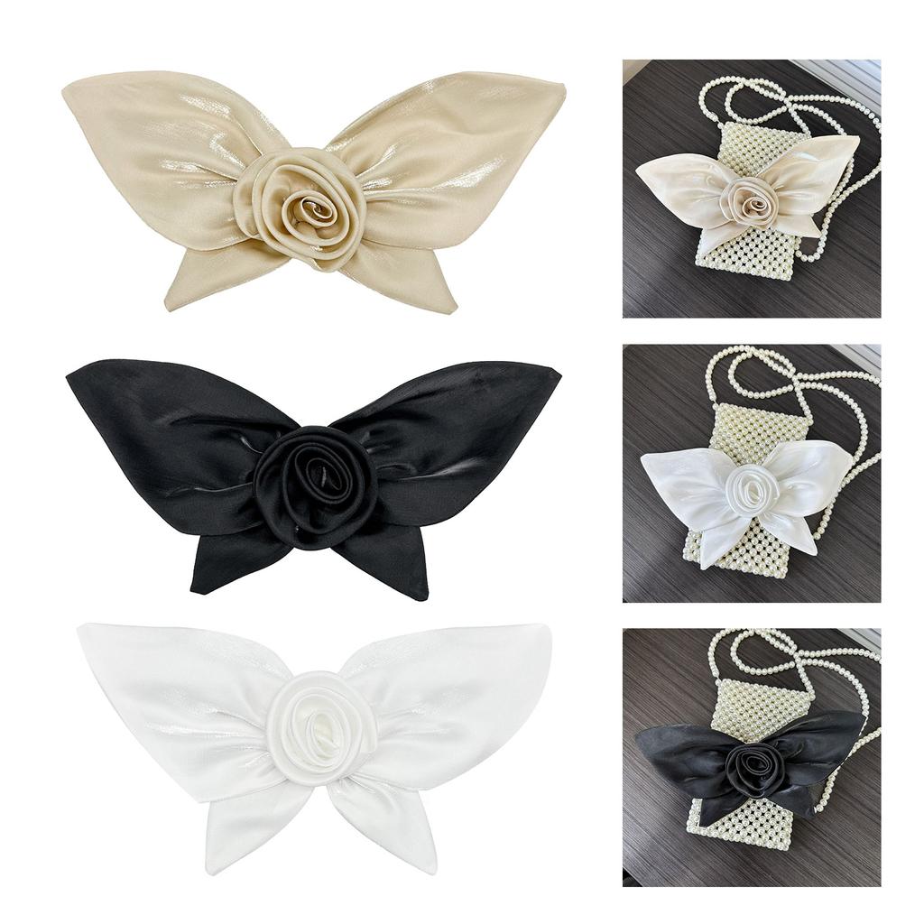 Women 3D Bowknot Flower Brooch Detachable Pre-Tied Bow Tie Lapel Pin Collar Neck Clips Wedding Party Bowtie Corsage