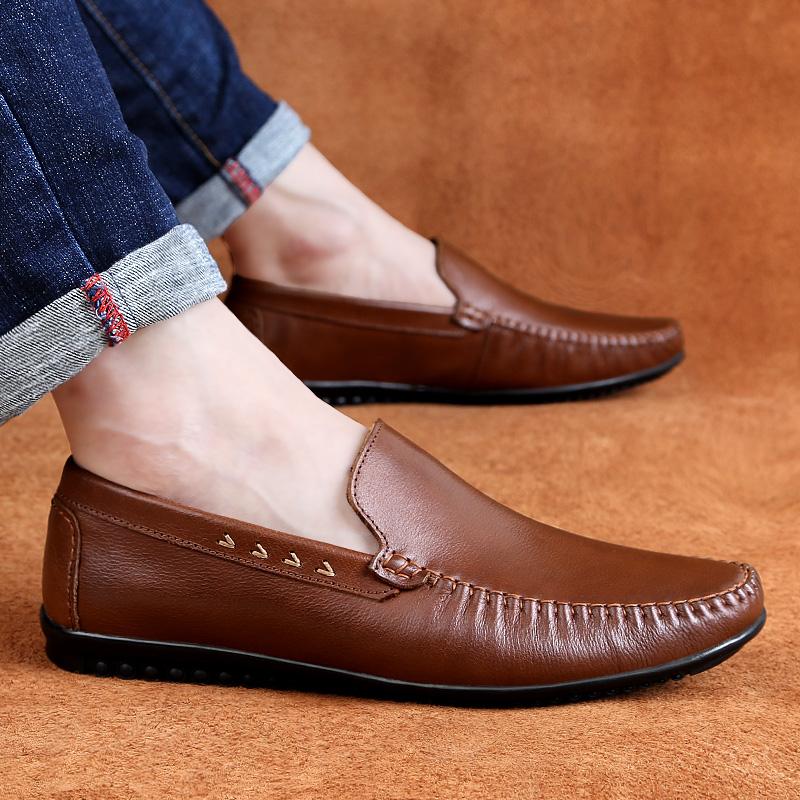 Fashion New Spring Casual Genuine Leather Suede Loafer Shoes Mens Soft Trends Shoes Business Dating Loafers Formal Party Shoes Big Size