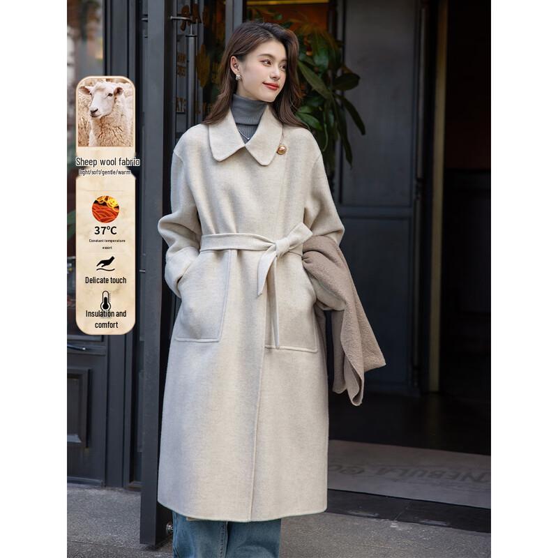 Moka'na French Hepburn Style Long Sleeve Women's Coat