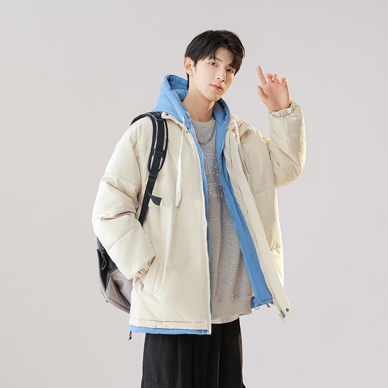 

Хлопковая одежда мужская поддельная с двумя капюшонами утолщенная термохлопковая одежда пара свободное пальто женская зимняя куртка M хаки