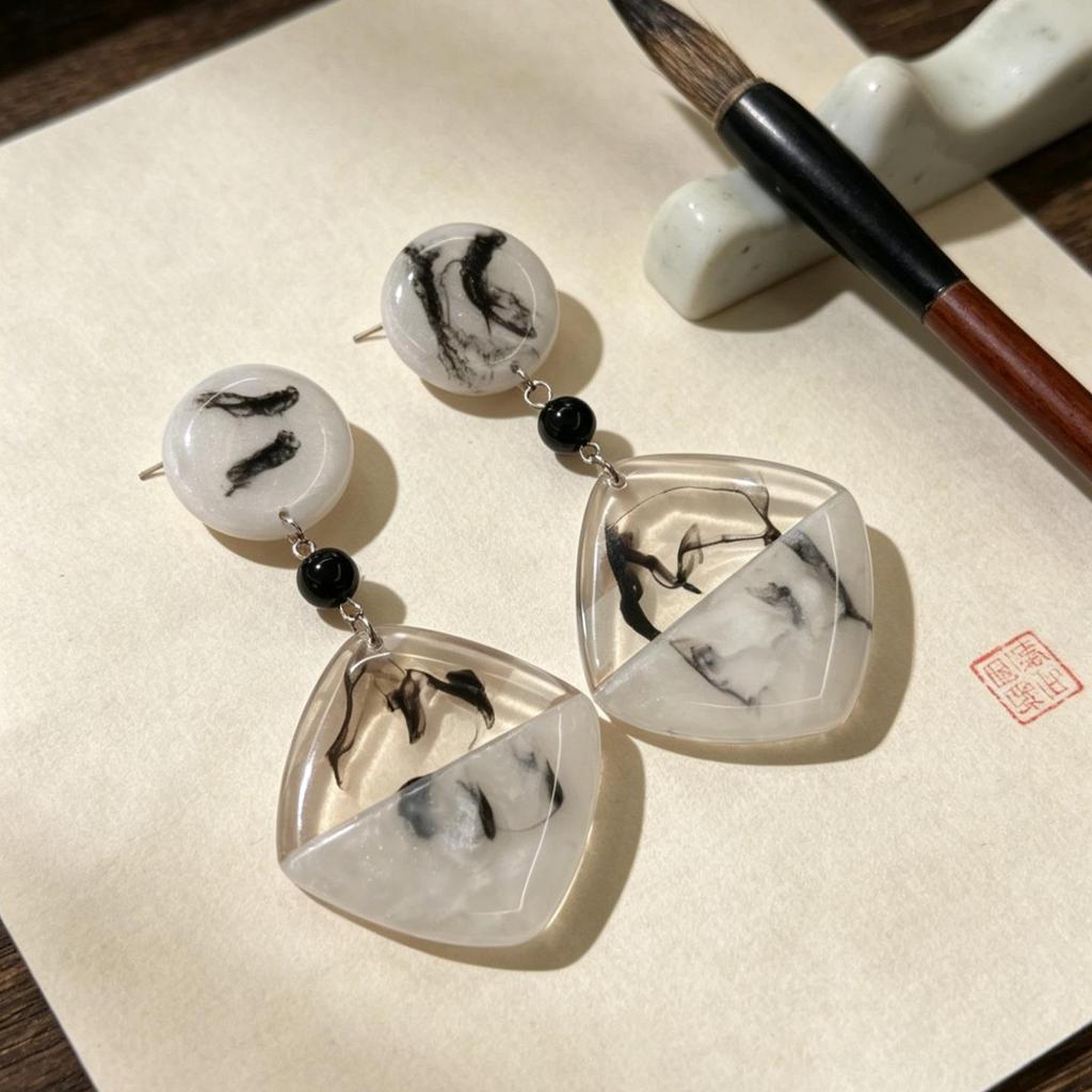 Vintage Black Series Stud Earrings 925 Silver Needle Minimalist High-End Personality Accessories for Women