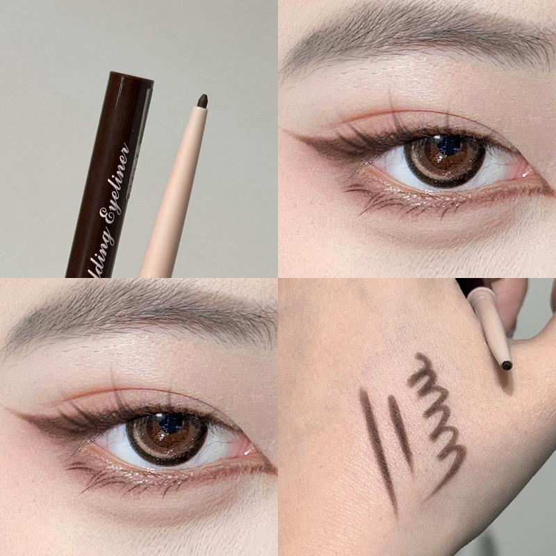 Soft Smooth Red Brown Eyeliner Gel Pencil Cream Matte Ultra-Fine Round Tip Outline Eyes Silkworm Liner Easy To Color Waterproof