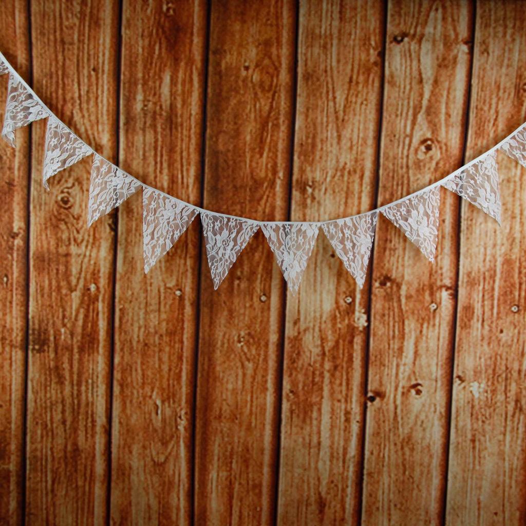 Avrupa Düğün & Parti Süslemeleri İçin Beyaz & Çok Renkli Çiçekli Dantel Üçgen Bayrak Süslemeleri