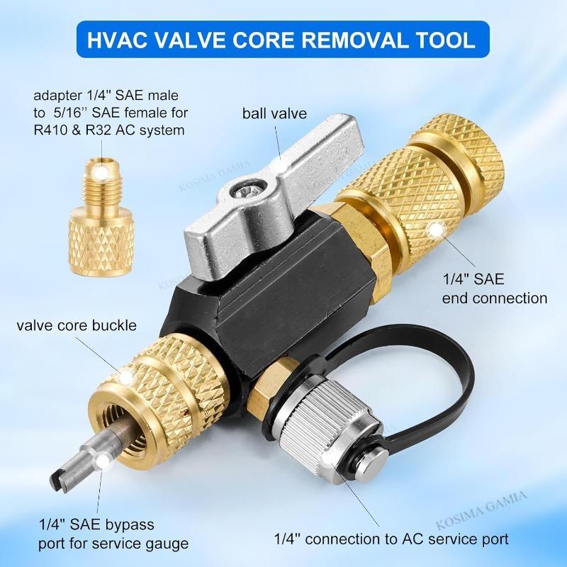 Xiaomi Dual Valve Vacuum-Rated 20 Microns HVAC Valve Core Removal Installation Tool 1/4"5/16" Compatible R32/R410A/R22/R12/R407