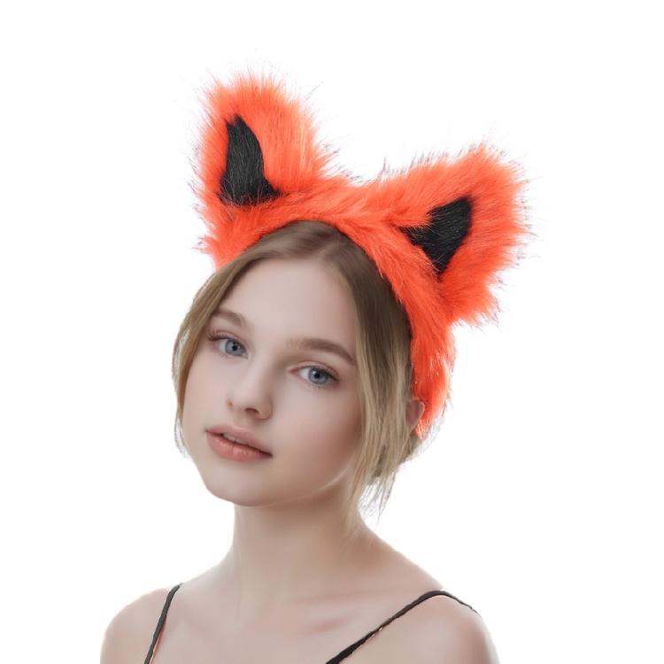 Kunstpelz Katzen Füchse Ohren Stirnband für Frauen Halloween Cosplay Kostüm Haarschmuck Fellige Tierohren Haarreif