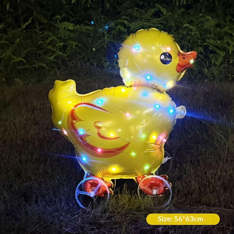 HUAHUAElephant Inspired Standing 4D Glow Foil Balloons with Wheels for Child's Birthday and Baby Shower DecorationsHUAHUA