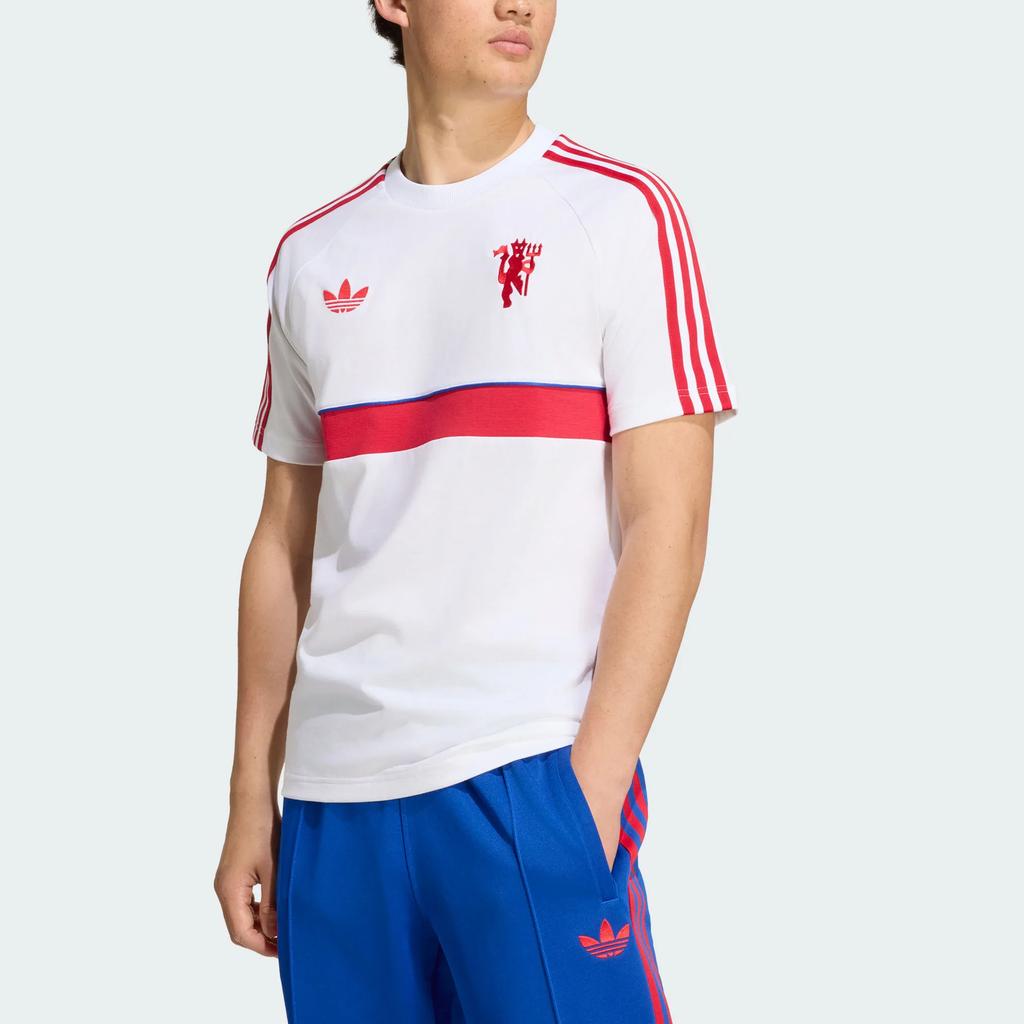 adidas Originals Manchester United Football Casual Retro Slim Fit Crew Neck Short Sleeve T-Shirt Men Tops KG6351