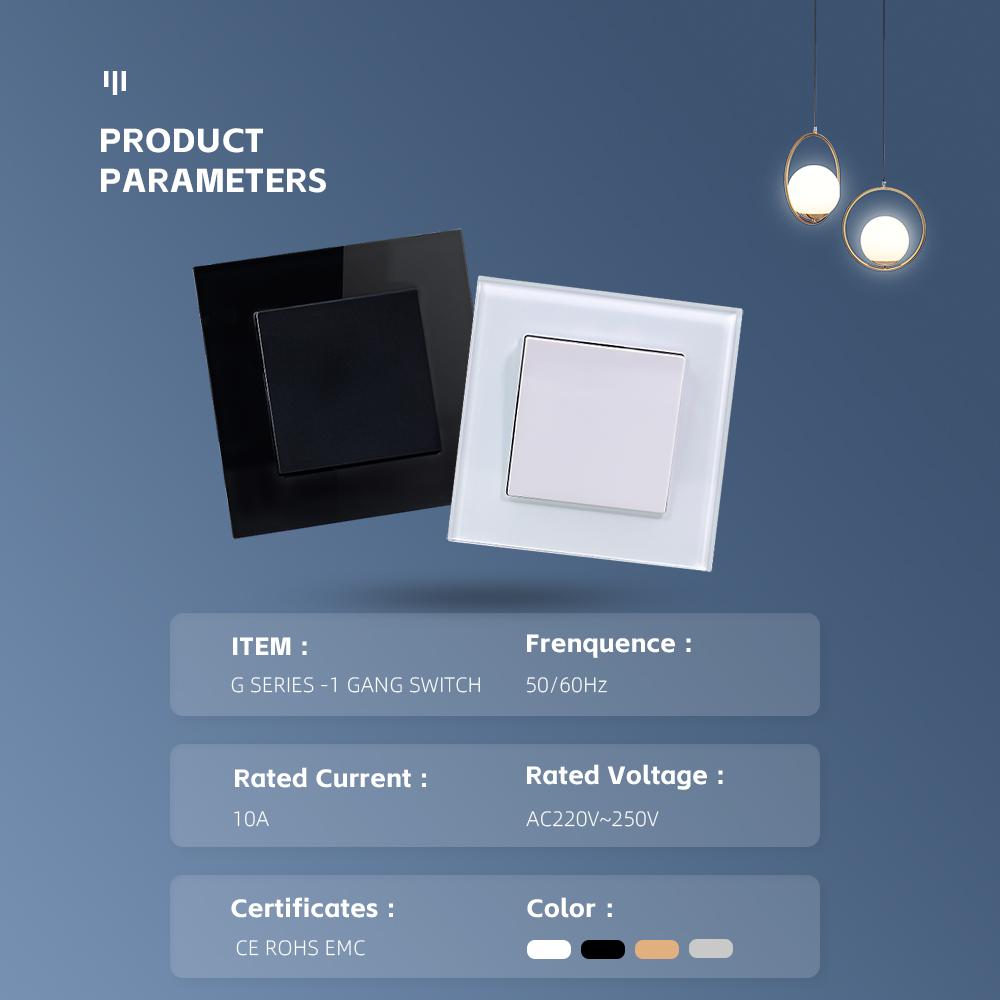New Design 86 Series 1 Gang  Glass Light Switch Remote Wall Light Switch Electrical Switch and Sokets Luxury Wal