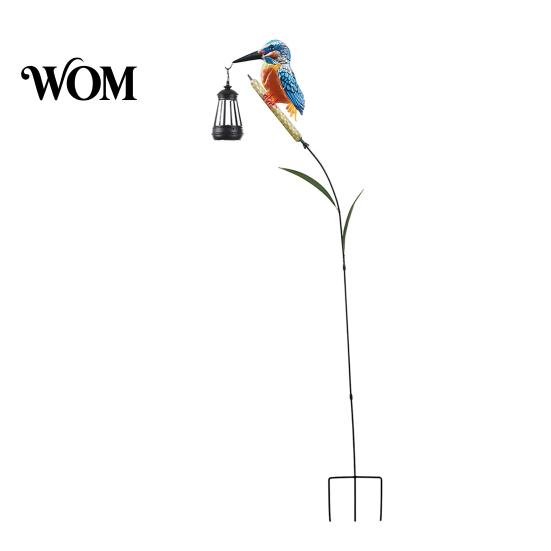 Landscape Lighting for Lawns Solar Kingfisher Garden Stake Light, Metal Bird Yard Art with Hanging Lantern, Auto-On Decorative LED Waterproof Outdoor