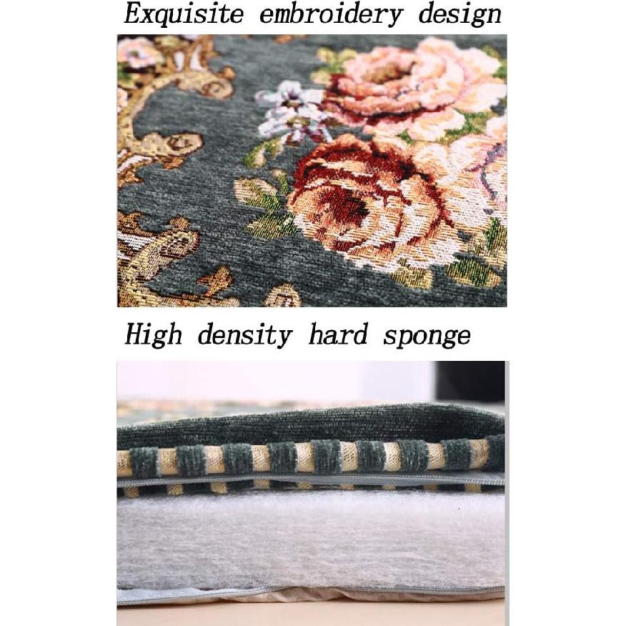 Peacewish European Embroidery Chair Pads Seat Cushion with Tie for Home Office Dinning Chair Indoor Outdoor Seat Chair Pad (Round Beige, Set of 2)