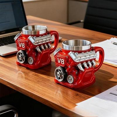 Mug en résine Moteur V8 avec doublure intérieure, Artisanat décoratif mécanique haut de gamme