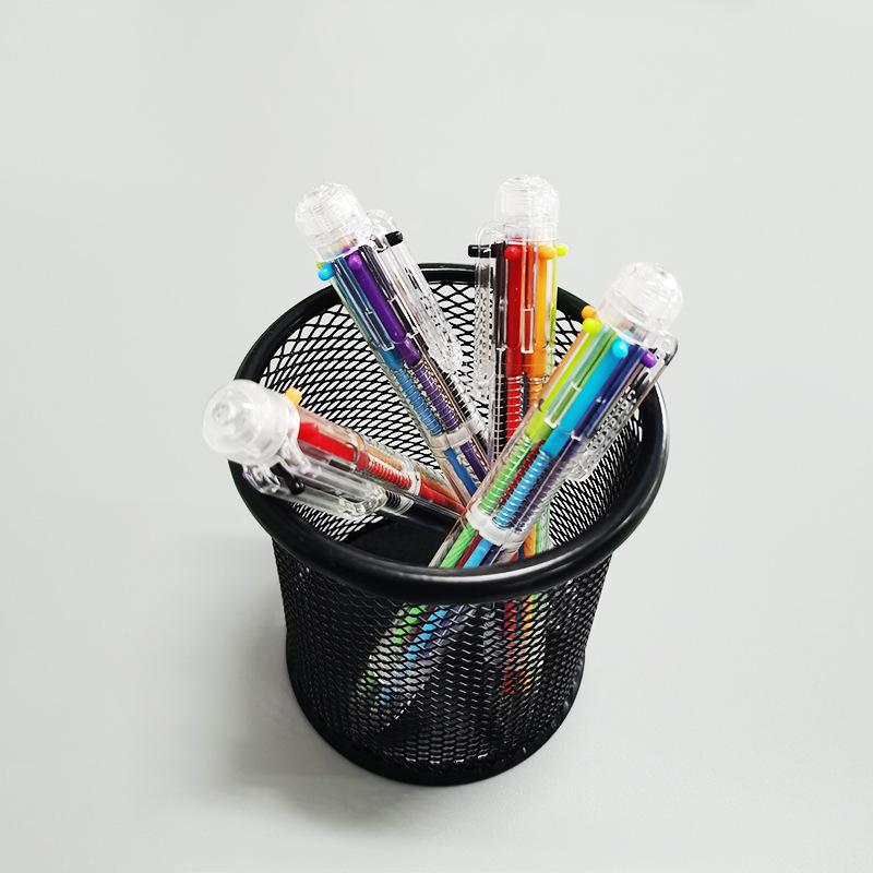 Cartoon Multi-color Ballpoint Pen Six In One Touch Color Personality Oil Pen Student Stationery 6 Color Pen