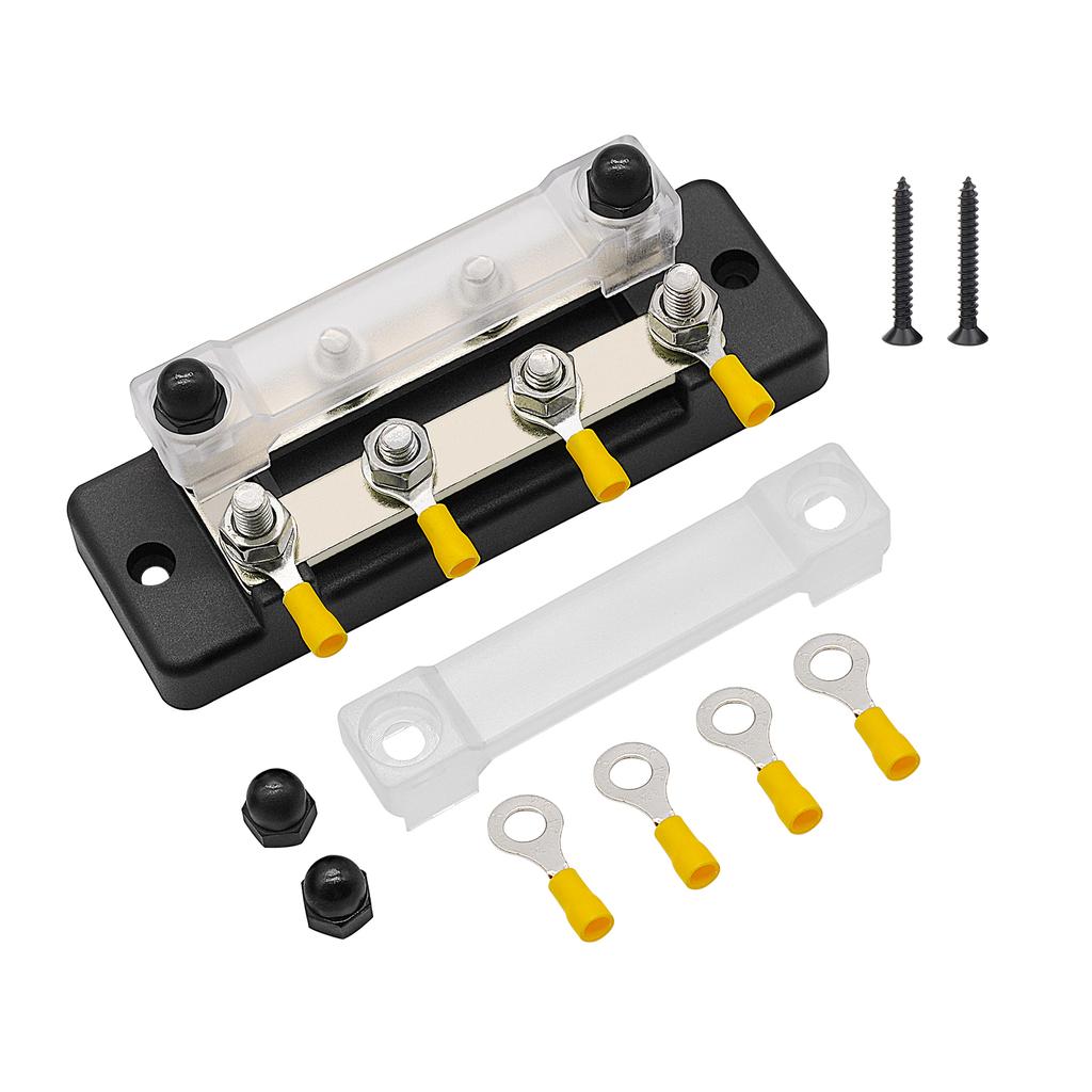 8 Terminal Bus Bar 150A BusBar Block with Cover Ground Distribution Power Distribution Terminal Block for W/ 8 M6 Screws