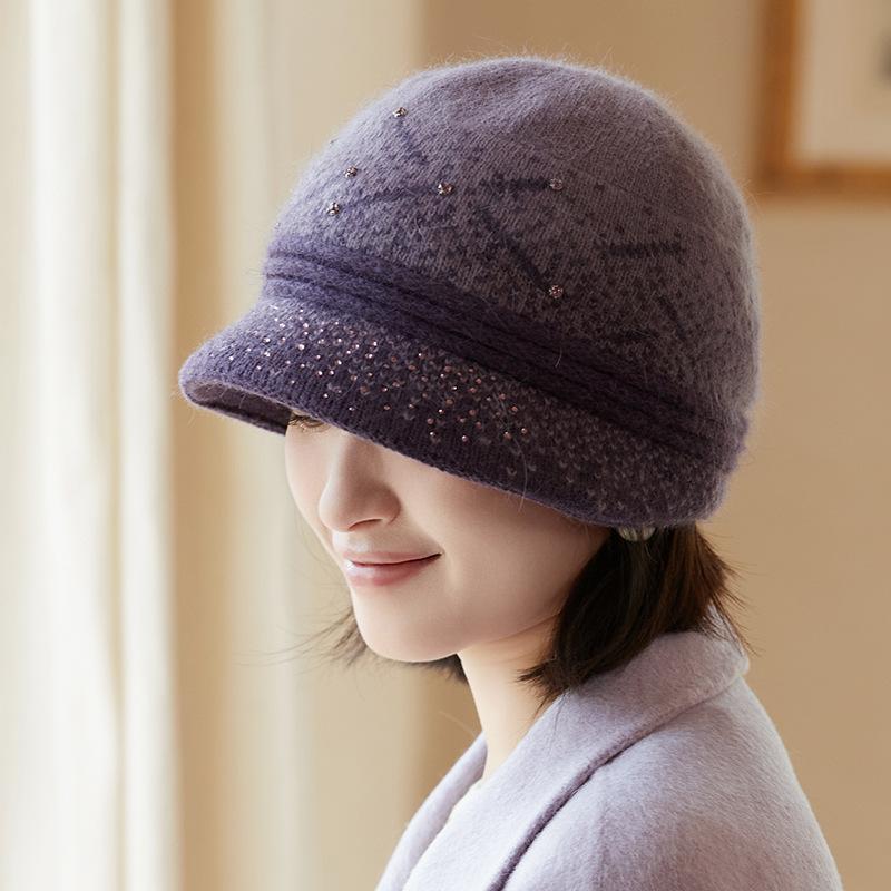 Women's Winter Warm Stylish Versatile Fashionable Beret Hat Anti-cold Ear Protection Wool Cap Middle-aged And Elderly Mom Hat