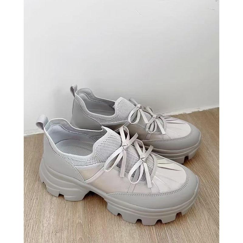 

Cowhide version~ platform muffin ballet shoes bow new heightening dad shoes casual sports breathable women s shoes 40