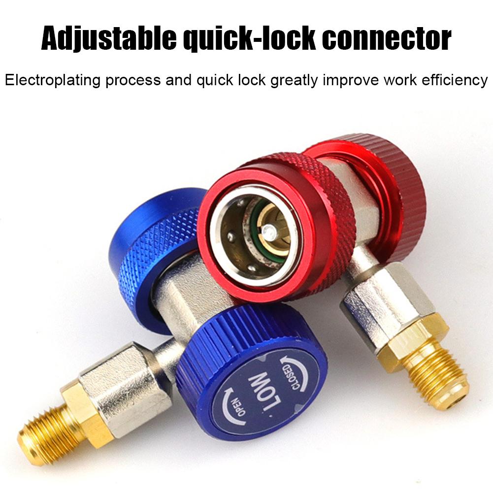 1Pc Adjustable Quick Connector R134a For Automotive Air Conditioning Liquid A/C High And Low Pressure Refrigerant Conversion