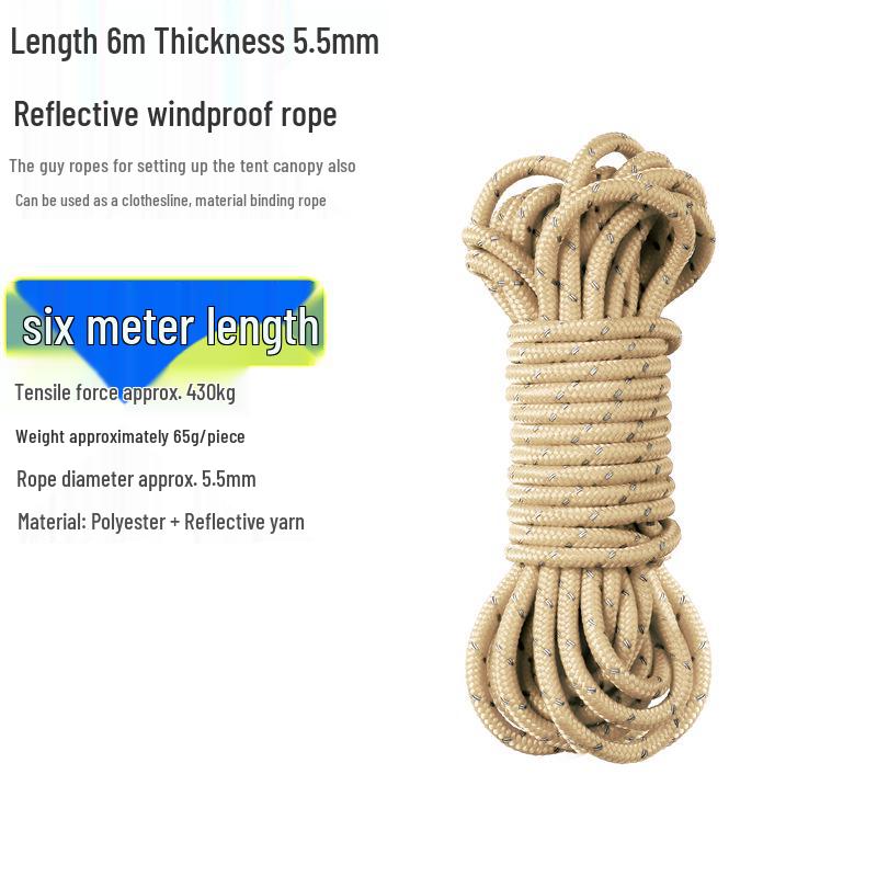 Reflective Wind Rope for Camping Tents - 4mm & 6mm Guy Rope
