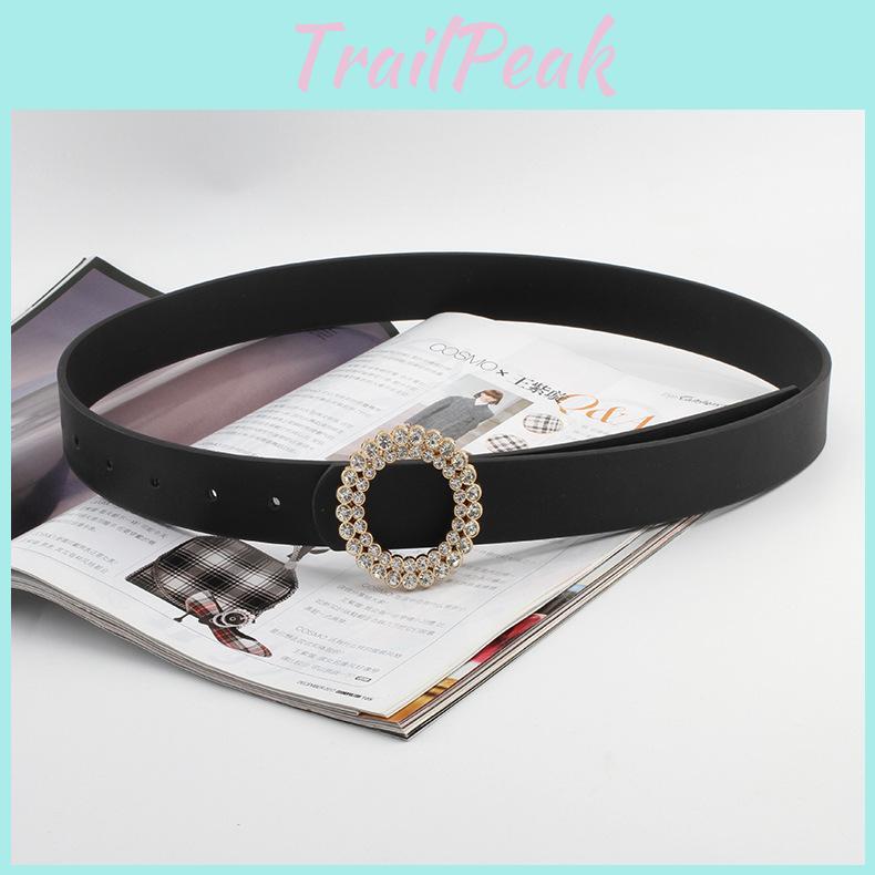 Waterdiamond Crystal Faux Leather Waist Belt With Alloy Snap For Womens Fashion