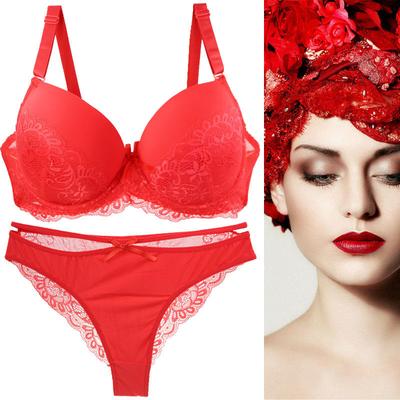 Hot Underwear Large Size Sexy Lace Splicing Bra Briefs Light and Breathable